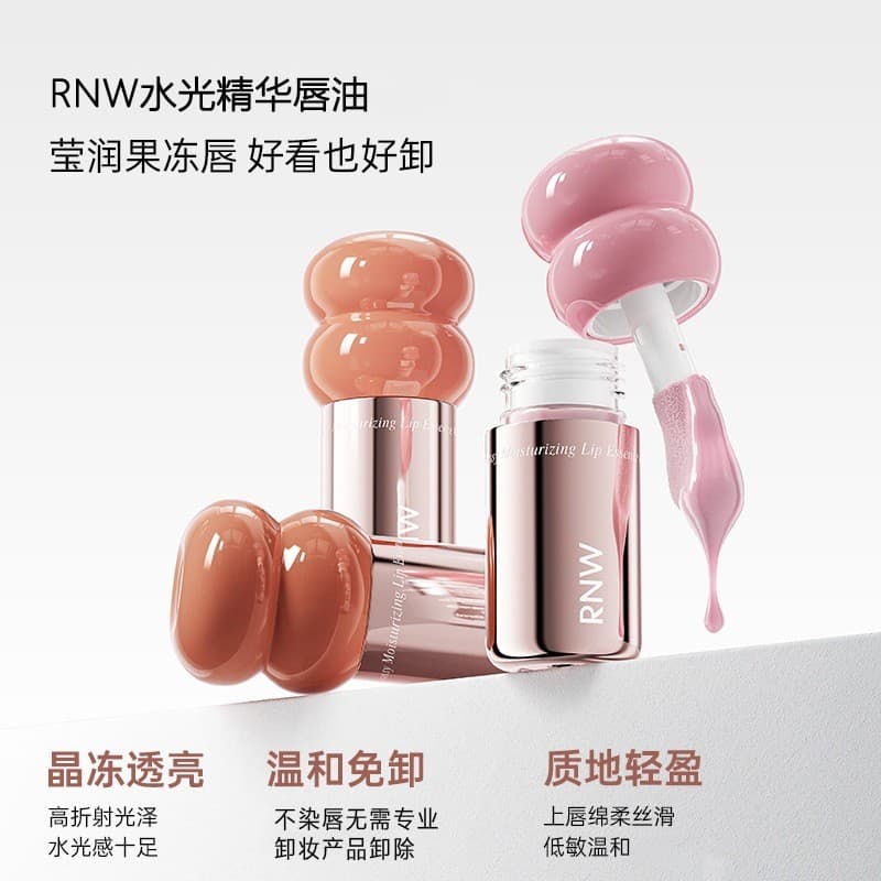 R RNW Ruwei Essência Hidratante Óleo Labial Essência Labial Vidro Nutritivo Hidratante Translúcido Óleo Labial