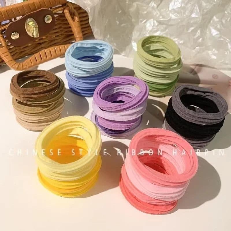 Macaron Cor Sem Costura Elástico Laços De Cabelo Macio Puxar Faixas Feminino Rabo De Cavalo Titular Para