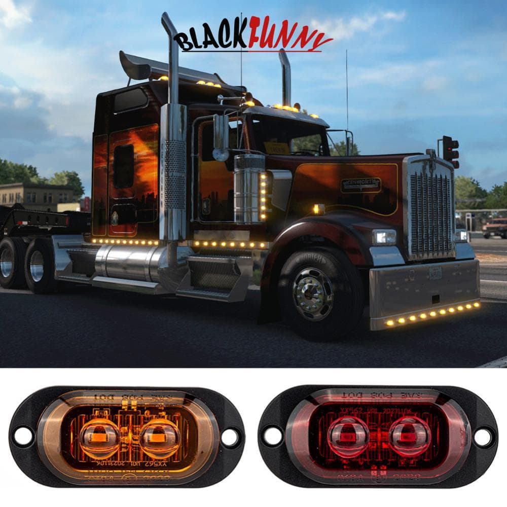 BLACKFUNNY 2LED Caminhão Len Luzes De Marcação Laterais 12-24V À Prova Dwaterproof Água Carro Reboque Van Ônibus Luz Sin