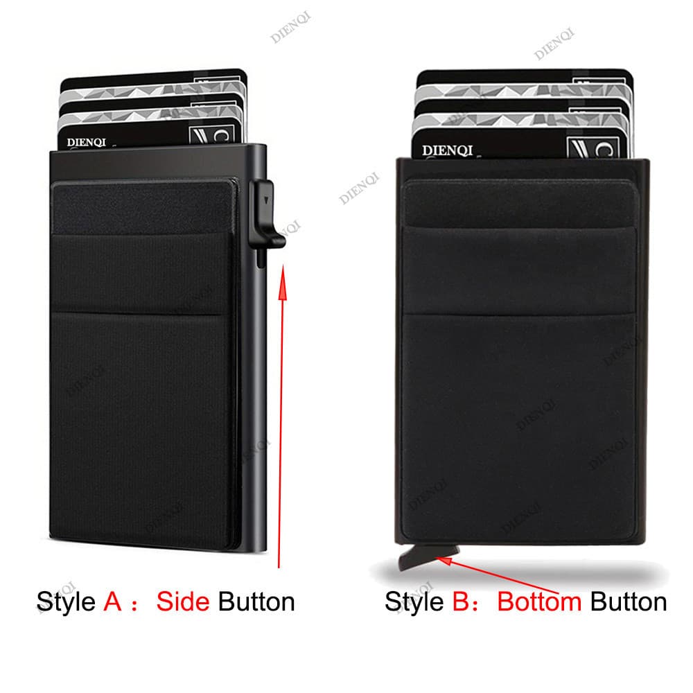 Carteira masculina minimalista, com proteção RFID, compartimento para cartões com abertura automática e porta-notas, lev