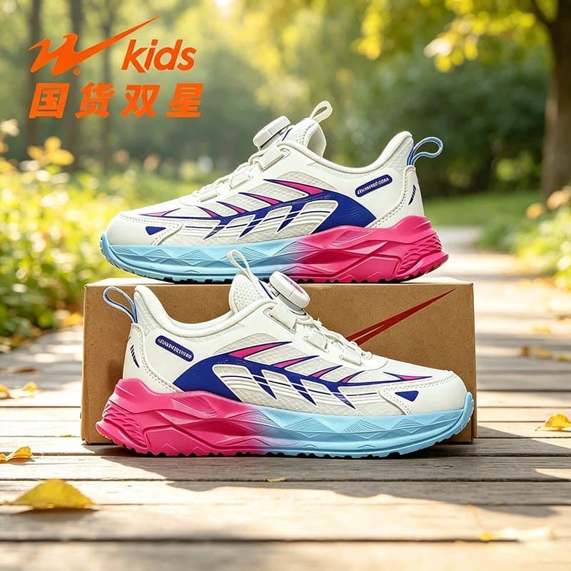 Dupla estrela crianças sapatos meninas sapatos esportivos primavera outono novo estilo crianças tênis de corrida malha r
