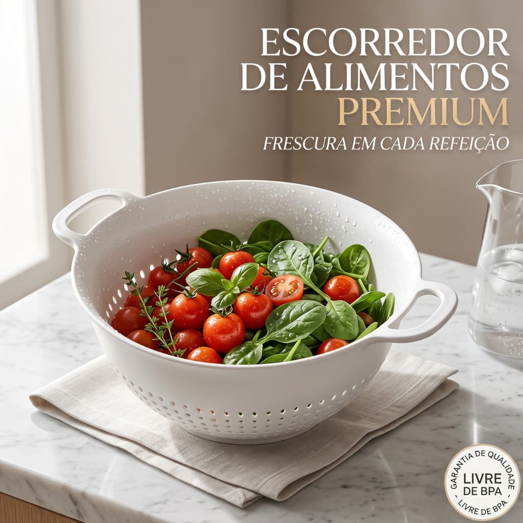 Escorredor de Arroz - Macarrão - Legumes - Saladas - Plástico - Cores Sortidas.