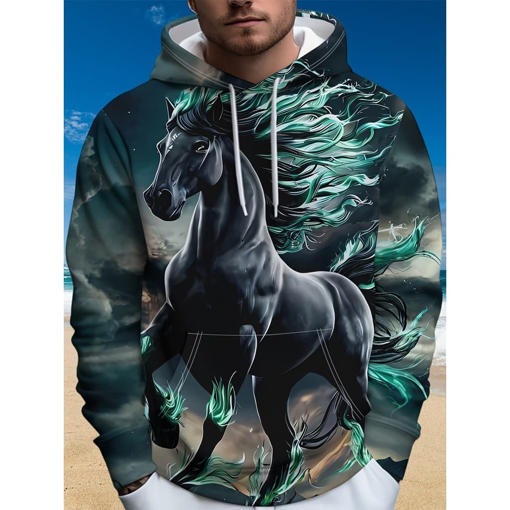 [Design estampado - sem textura] Moletom masculino Casual de manga comprida, moletom estampado, moletom moderno, moletom