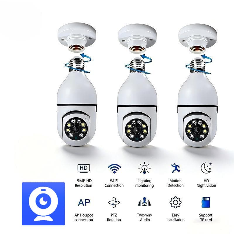 Kit 3 Câmera De Segurança 360 ° Sem Fio Wifi V720 Visão Noturna Infravermelha Completa HD À Prova D'água