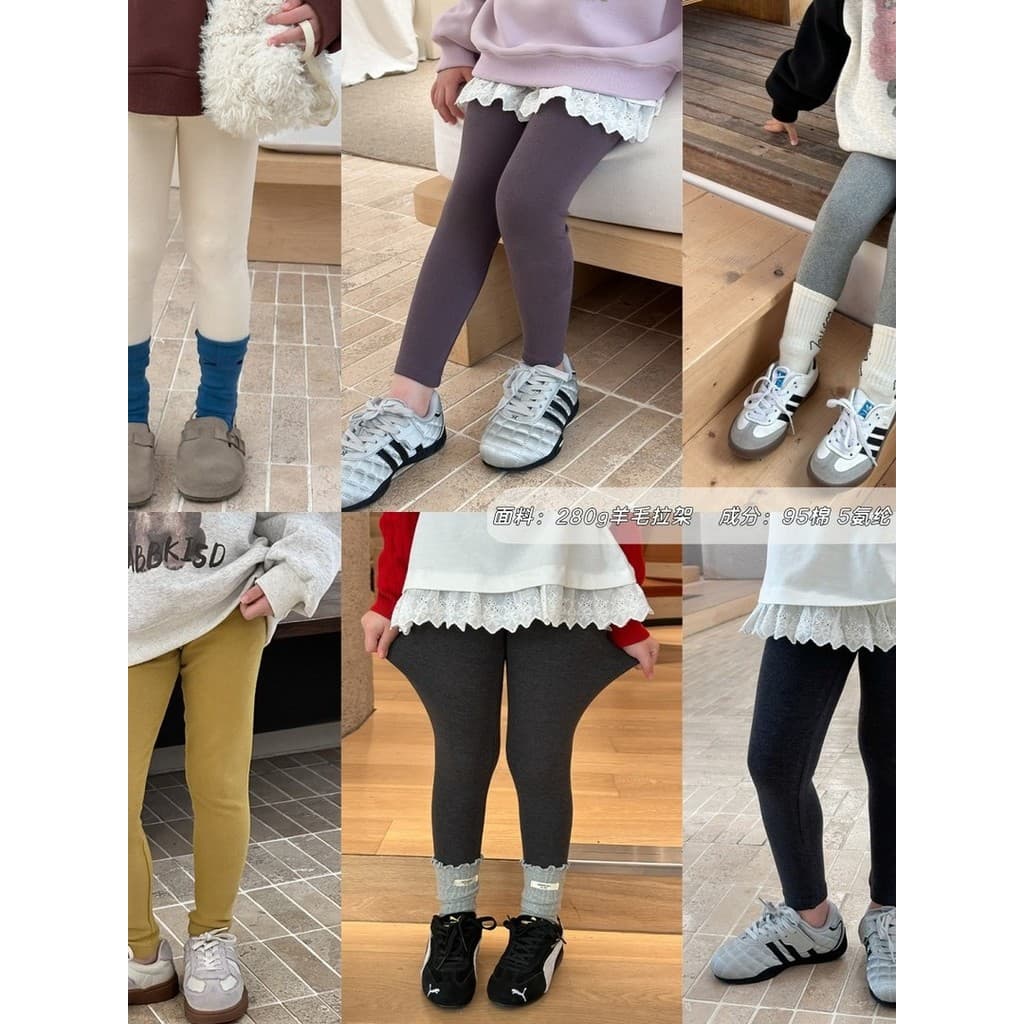 Meninas Leggings primavera versão coreana 280g crianças cor sólida alta elasticidade magro-ajuste calças compridas calça