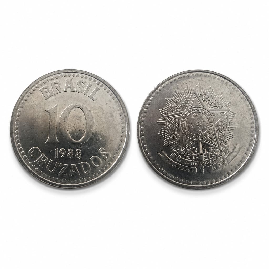 Moeda Antiga 10 Cruzados Ano 1988 Brasão Das Armas Coleção