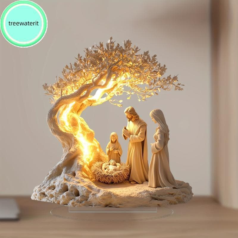 treewaterit 2D Acrílico Plano Presépio Enfeite Decoração De Mesa De Natal br