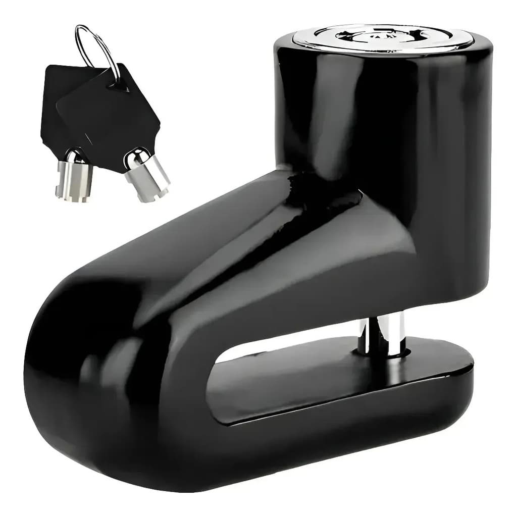 Cadeado Moto Trava Disco Universal Preta Mini + 2 Chaves Fazer Fz25 250cc 2005 Até 2026