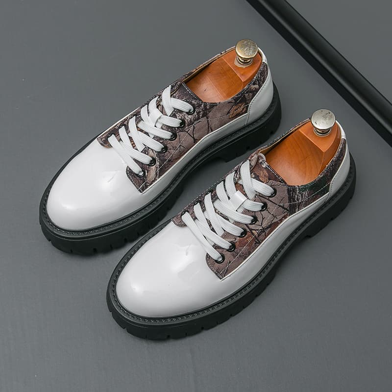 Sapatos Derby masculinos de sola grossa estilo britânico, costura branca, versão coreana, sapatos casuais de couro, aume