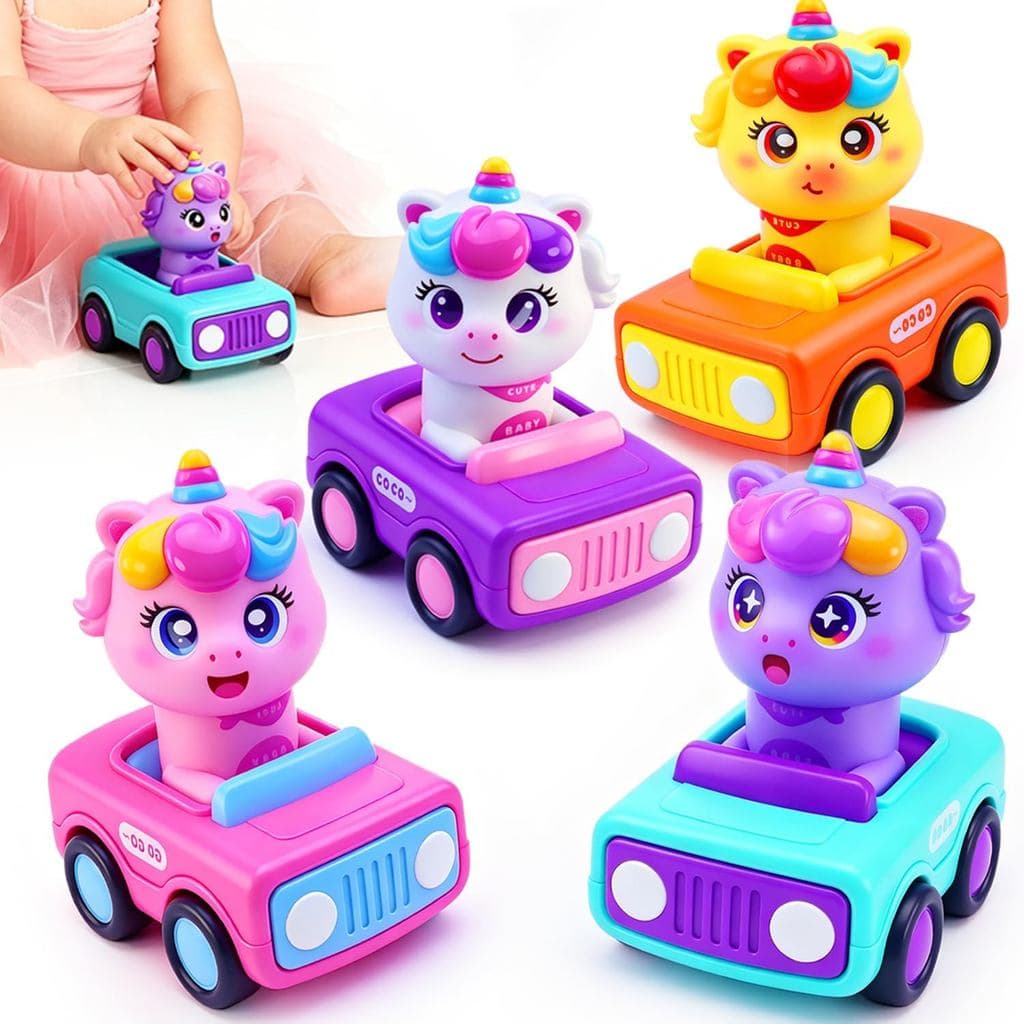 Pressione Para Ir Carro De Inércia De Fricção De Unicórnio , Carros De Corrida De Brinquedo Crianças De 1 A 3 Anos , Con