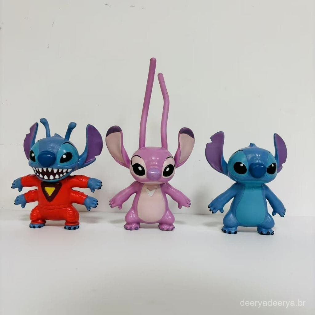 Oferta especial em figuras autênticas soltas: Figuras fofas do Stitch e da Angel, bonecos de brinquedo da moda, edição p