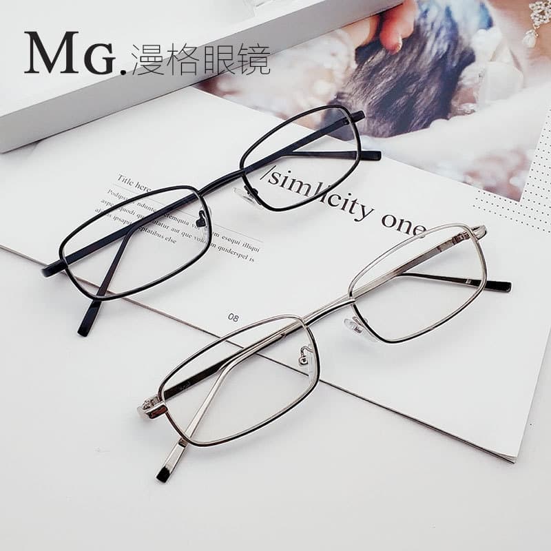Óculos pequenos com armação de metal, estilo retrô, unissex, design retangular, com lentes transparentes, estilo europeu