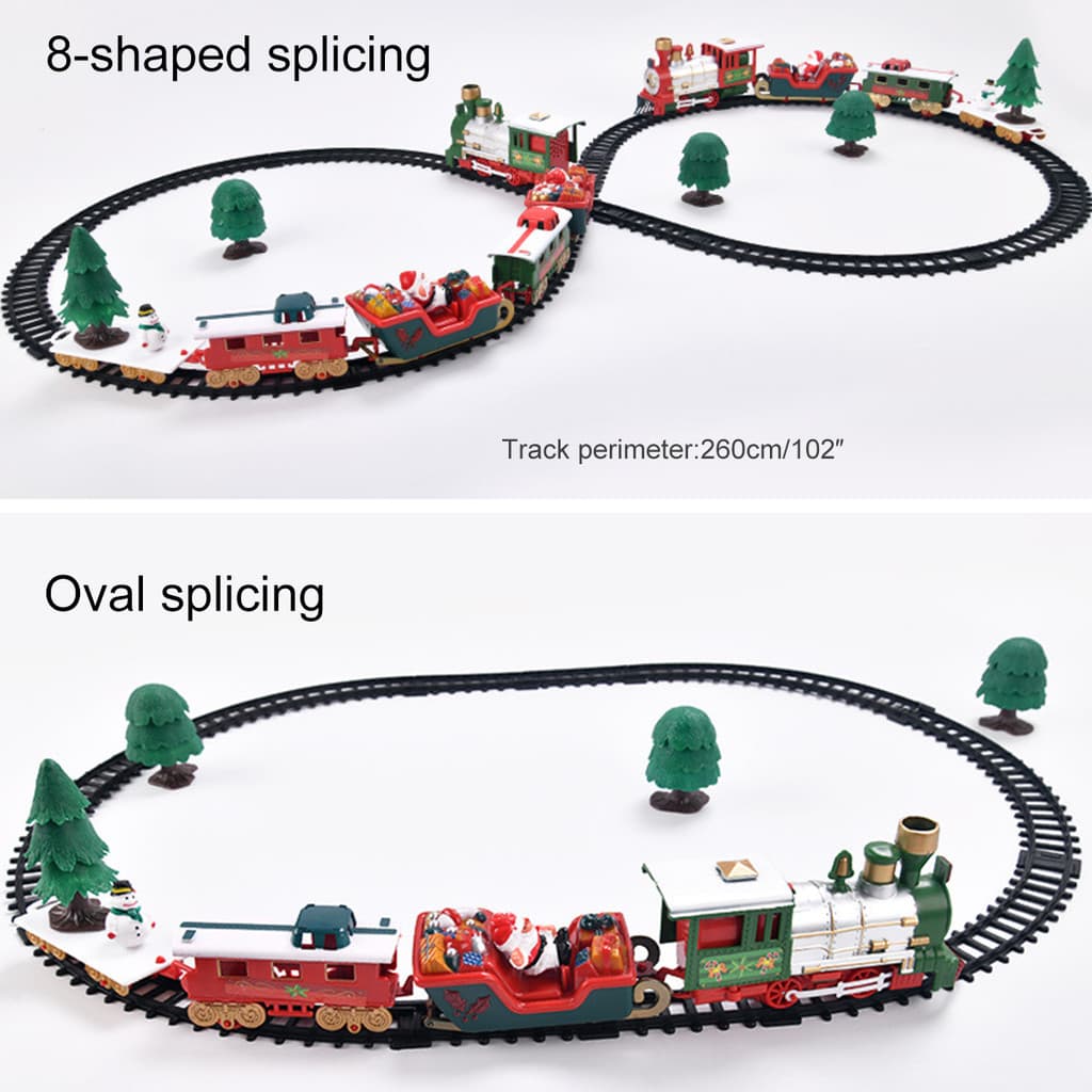 1 Conjunto De Trem Elétrico De Natal , Motor , Pista Ferroviária , Com Música , Papai Noel , Trenó , Boneco De Neve , Tr