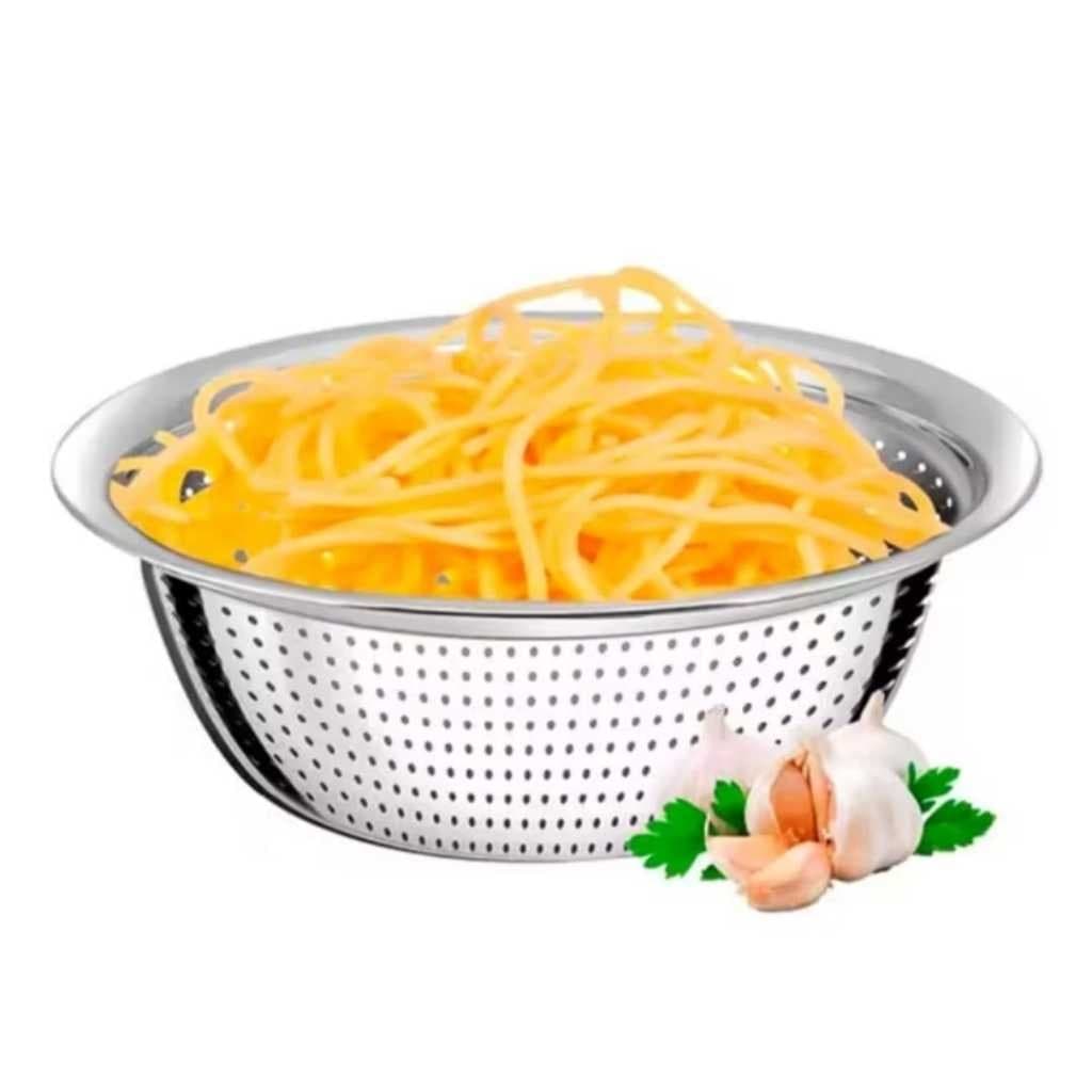 Escorredor de Arroz Macarrão Inox 30cm Prateado Prático e Durável Cozinha