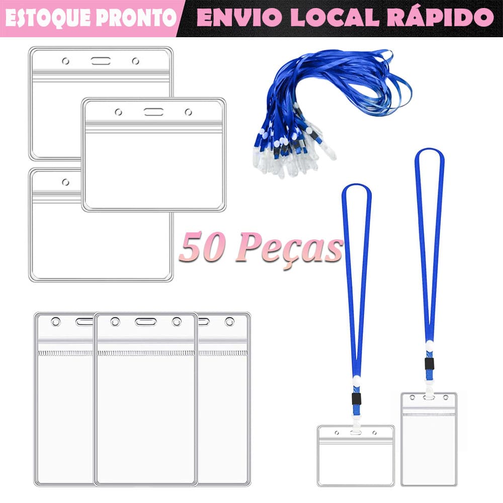 50 Porta-crachá de plástico porta-crachás à prova d'água para enfermeiros escritório e escola