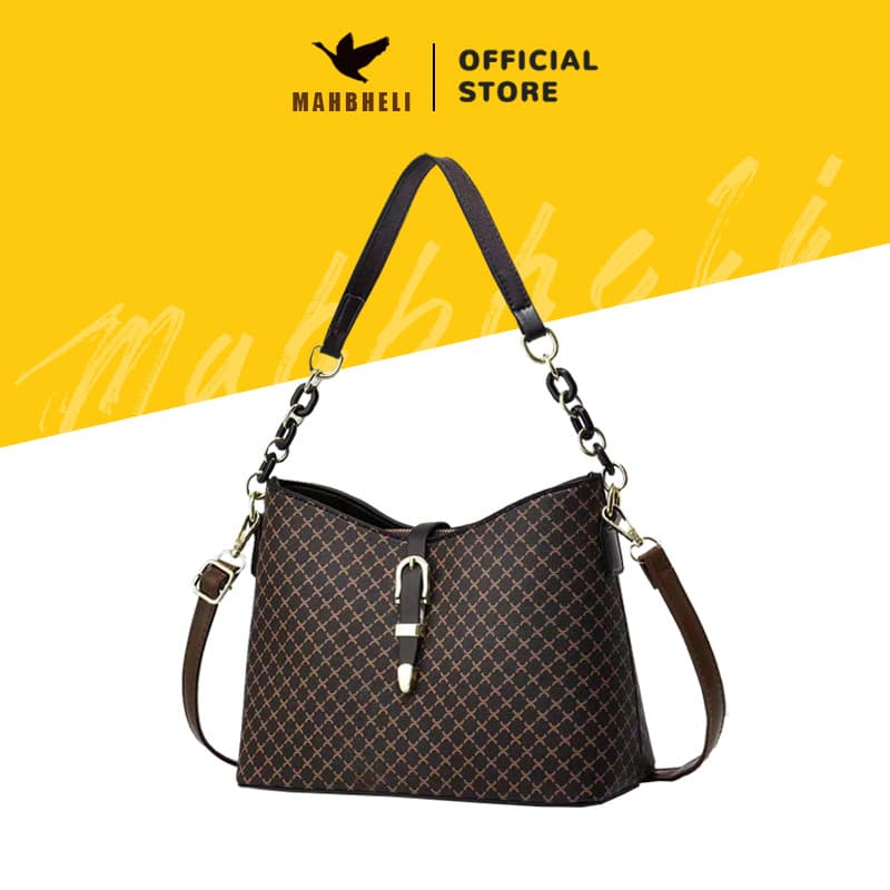 MAHBHELI Bolsa Bucket Feminina Estampada Minimalista Capacidade Grande Transversal/Um ombro/Mão
