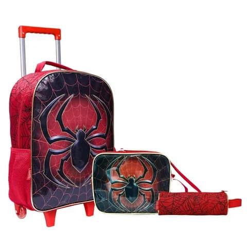 Kit Mochila Rodinha Infantil Menino Lancheira e Estojo