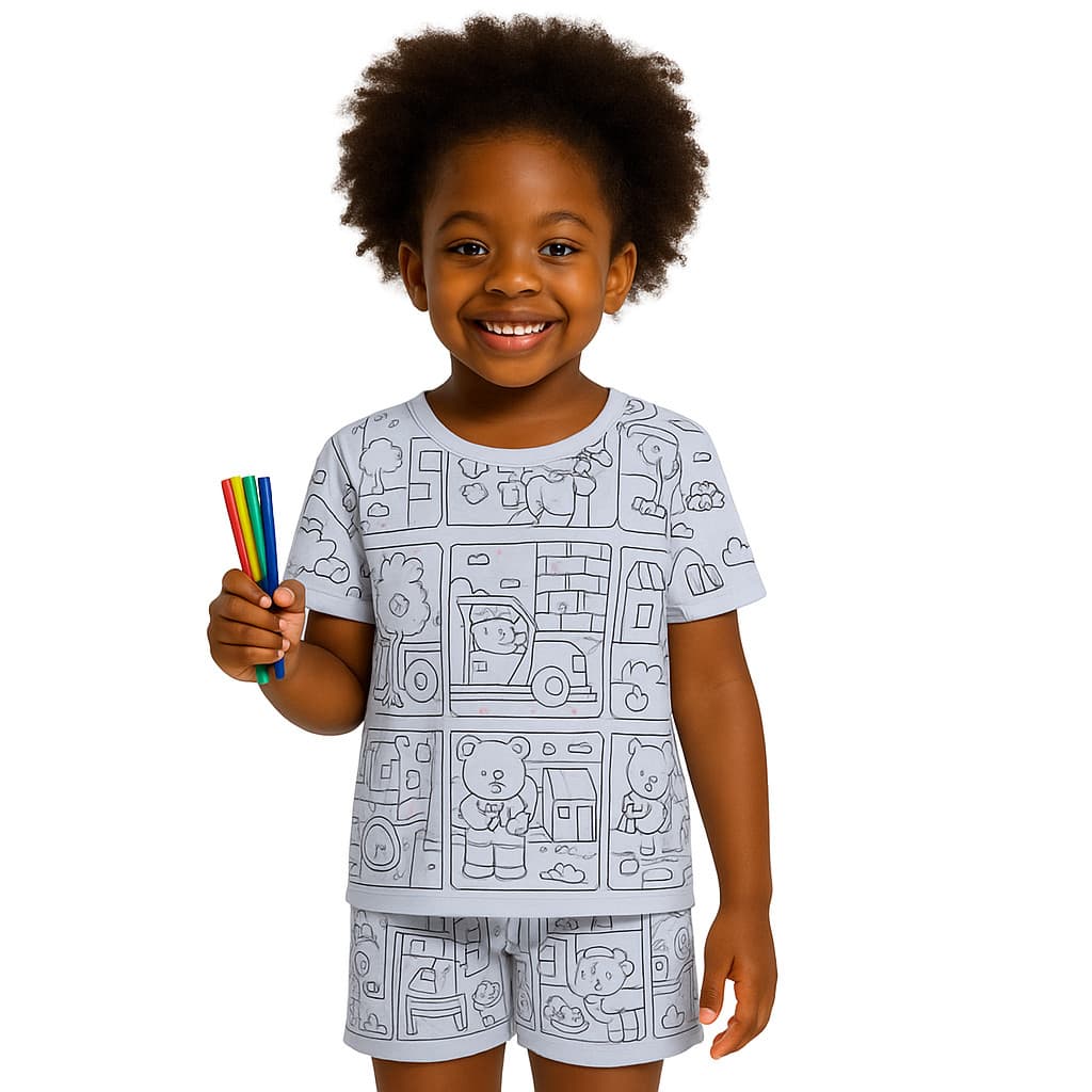 Pijama Infantil Para Colorir Conjunto Baby Doll Para Pintar Lavável