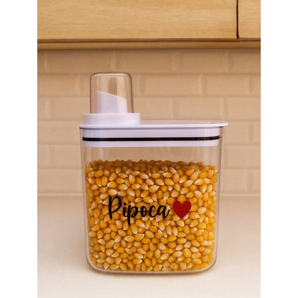 Pote Hermético Acrílico para Pipoca com Tampa Vedada 1,5L
