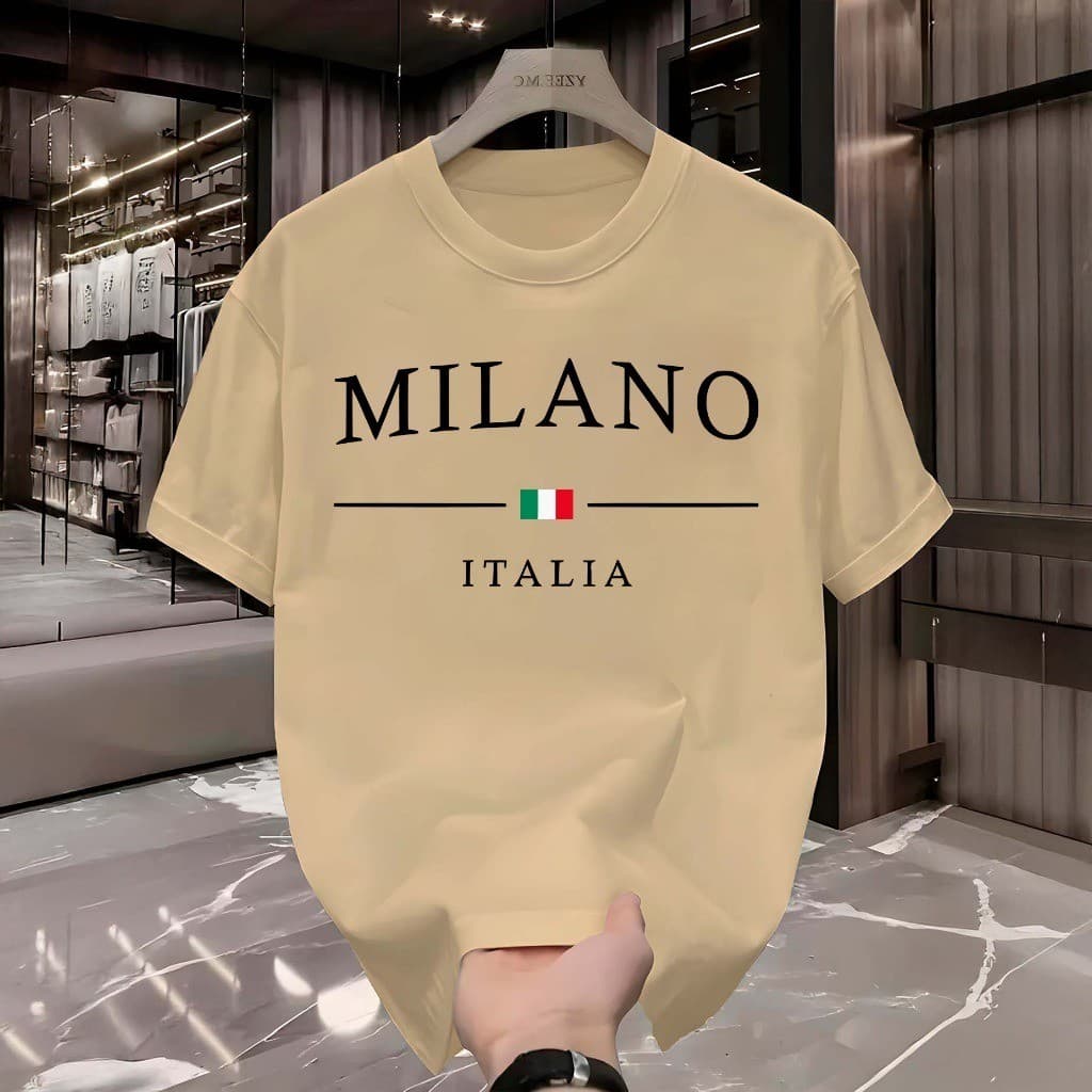 Camiseta Milano Italia T-Shirt 100% Algodão Camisa Masculina Street Wear