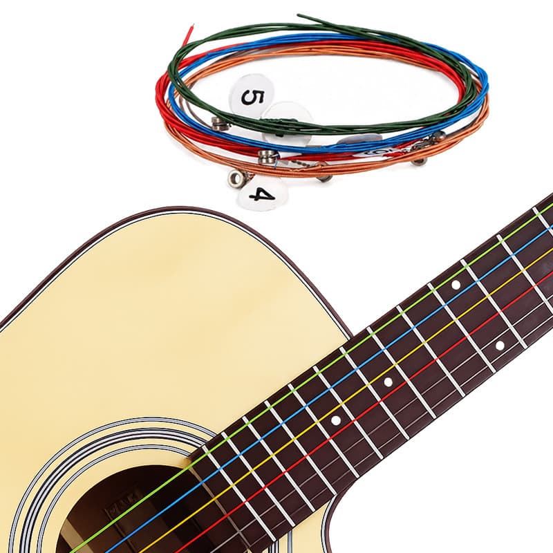 Jogo de cordas de violão 6 cordas de aço colorida identificada