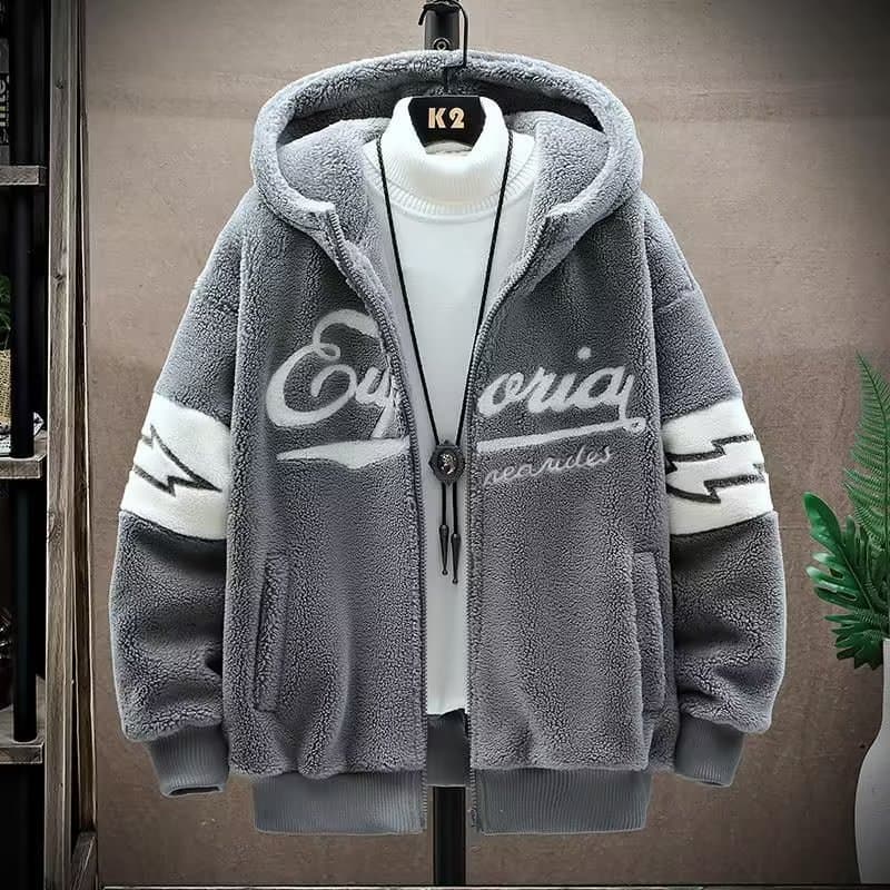 Jaqueta acolchoada de pelúcia de cordeiro masculina outono inverno novo estilo Granular velo inverno wear Street wear fo