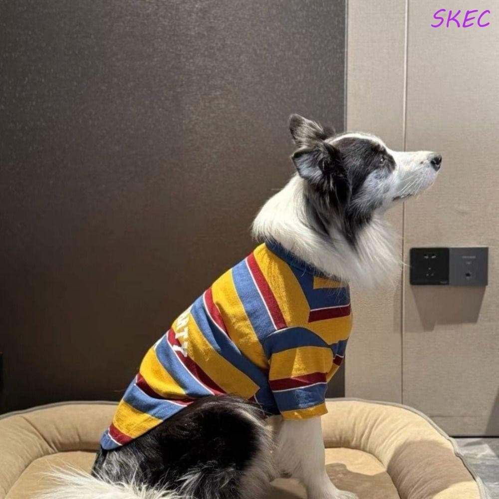 Camiseta De Verão Para Animais De Estimação SKEC , Colete Respirável Com Listras Cães De Tamanho Grande , Roupas Leves E