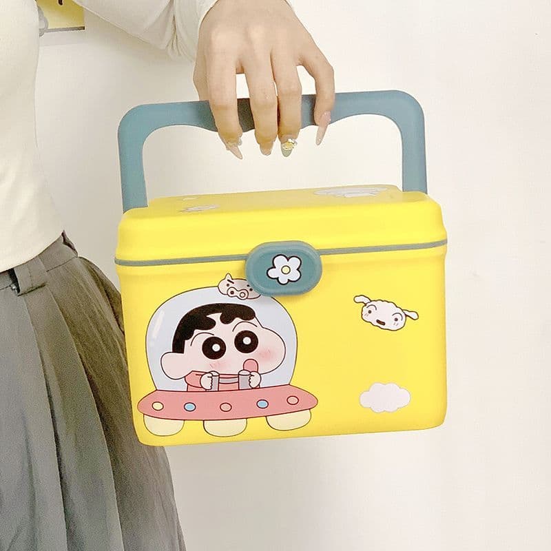 Desenhos animados dos desenhos animados Crayon Shin-Chan bonito caixa de armazenamento de alto valor Multi-grade em cama