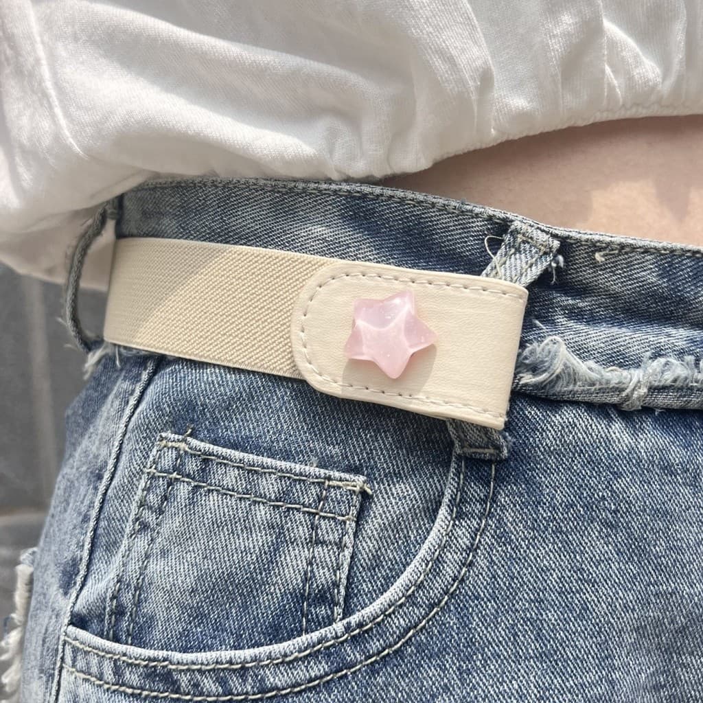Estrela de cinco pontas preguiçoso feminino versão coreana ins estilo All-match Jeans elástico ajustável sem perfuração