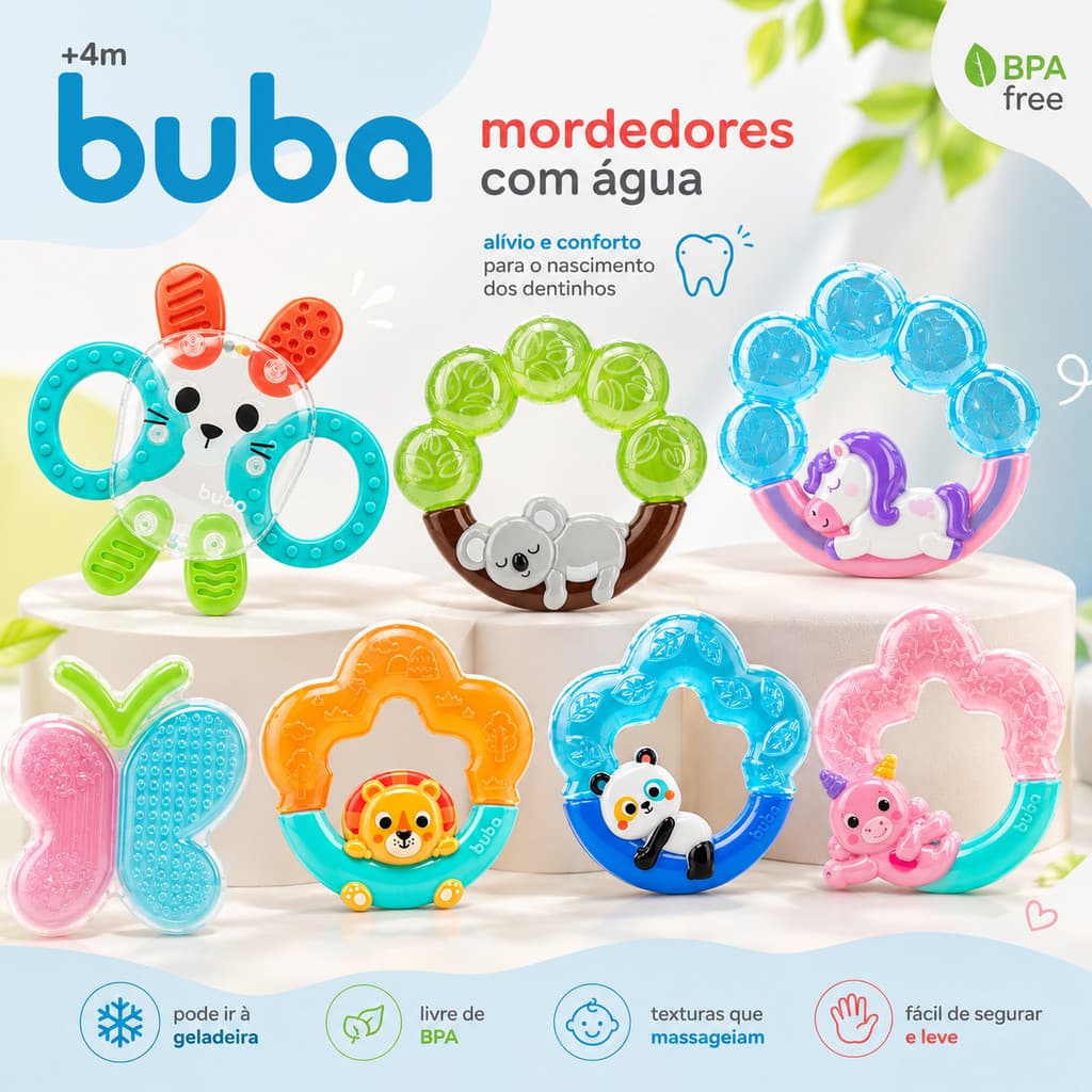 Mordedor Buba Com Água Bebê Alívio Da Dentição