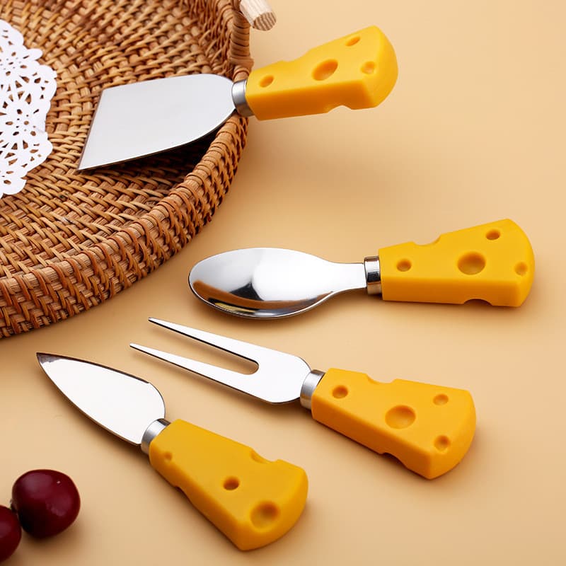 Conjunto de faca, garfo e colher para queijo e frutas, utensílios de mesa fofos em estilo ocidental, garfo pequeno para