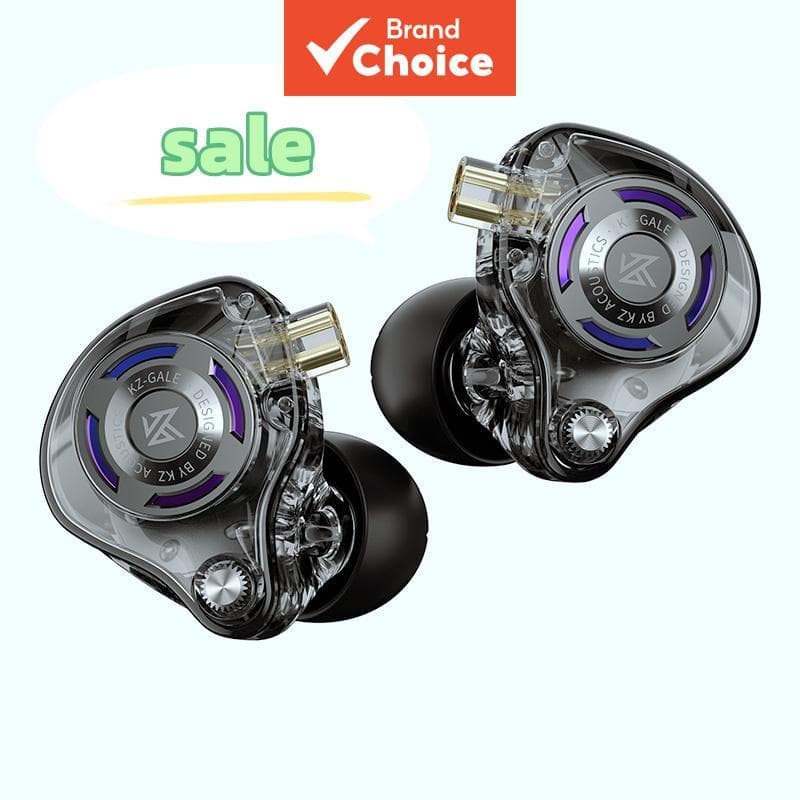 KZ Gale Fones De Ouvido HiFi Gaming Intra-Auriculares Com Fio IEM Duplos Condensador Microfone Cabo Banhado A Prata Remo