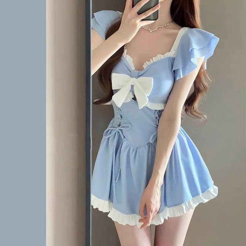 2026 chique maiô feminino capa conservadora de uma peça barriga doce fã saia estilo Boxer High-End sentido natação