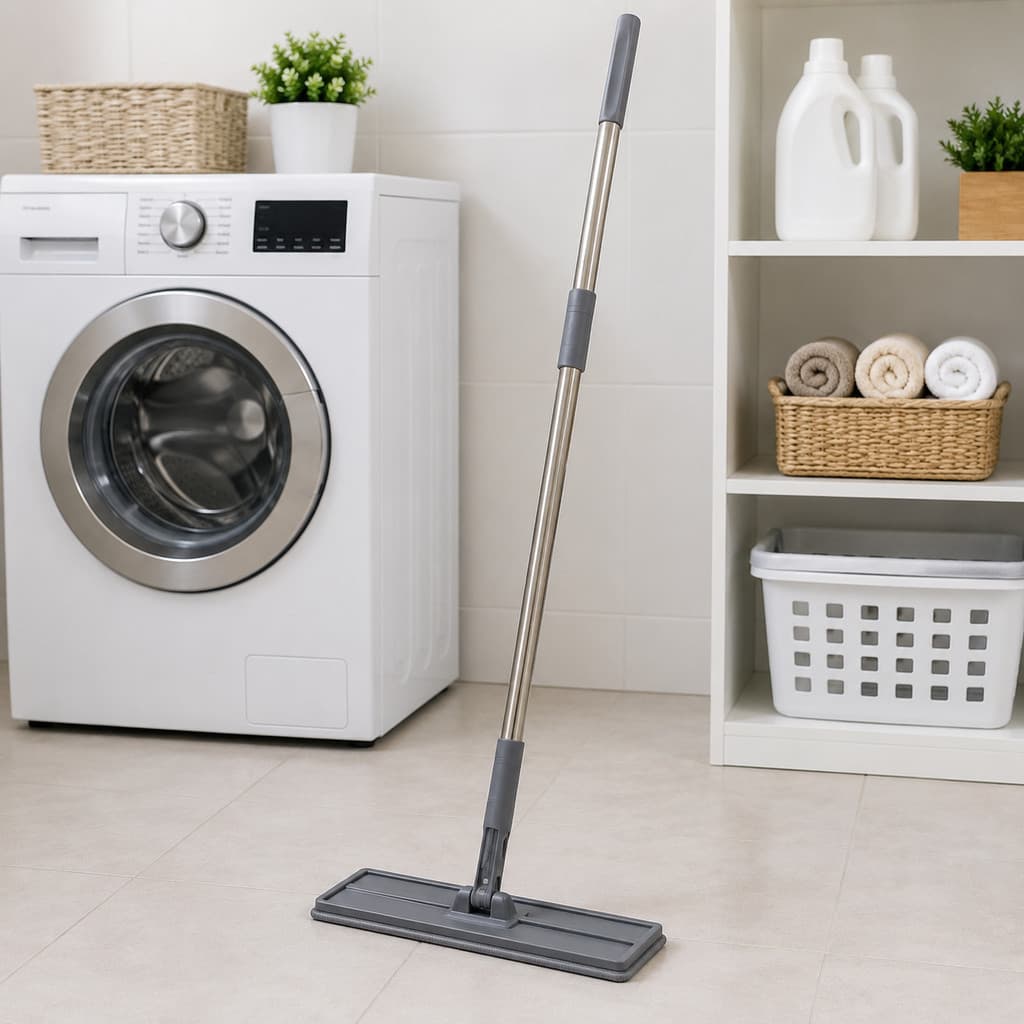 Mop Flat Slim Com Refil Microfibra E Cabo Inox Multiuso