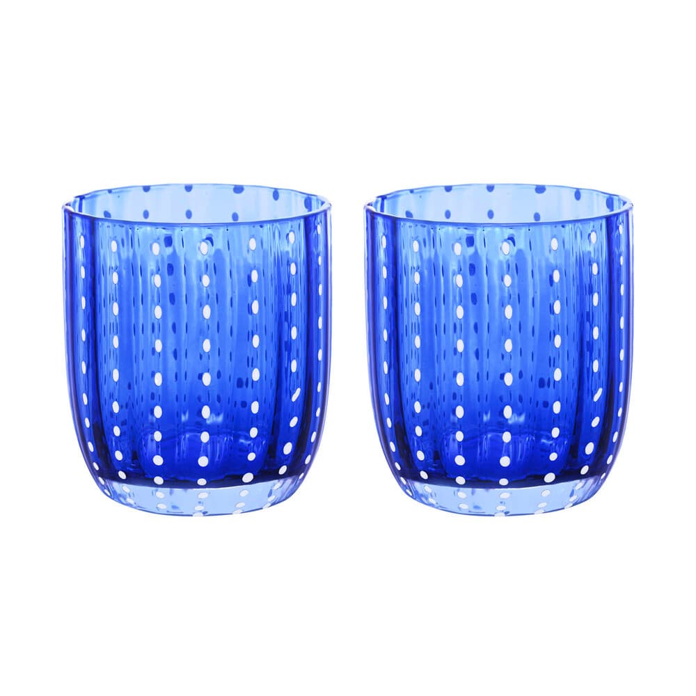 Cj 2 Copos Baixos de Vidro Orquídea Azul 300ml Wolff