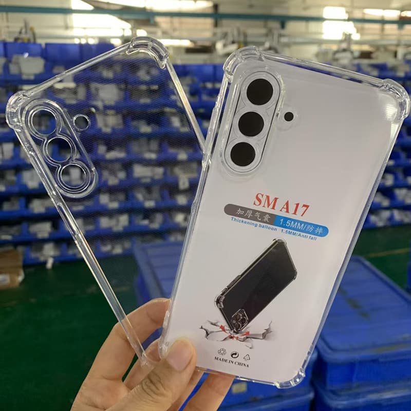 Adequado para Samsung A17 A07 Capa de telefone 1.5 mm Quatro cantos espessada transparente resistente a choques Capa pro