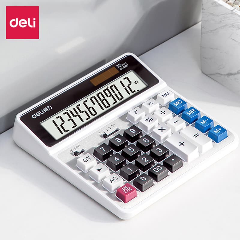 Deli Calculadora de mesa com botão de computador dedicada para reuniões financeiras de escritório Tela grande Energia So