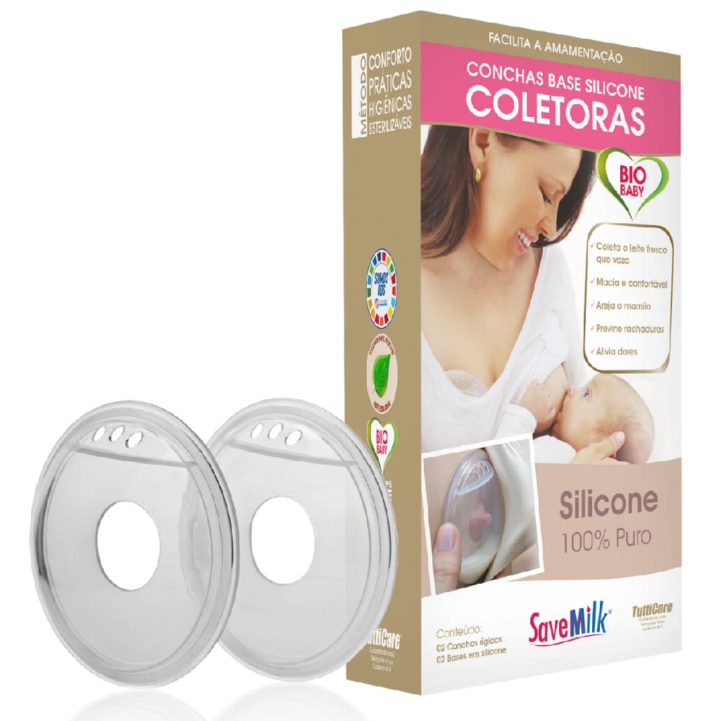 Kit 2 Conchas Amamentação Coletora Leite Materno Pós Parto Base Rígida Reutilizavel Higienico