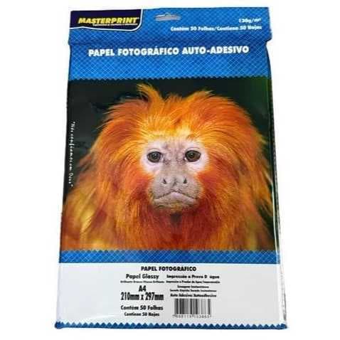 Papel Fotográfico Glossy Auto-adesivo 50 folhas - Branco Brilhoso