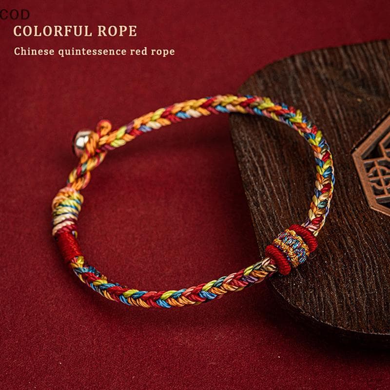 [alc] Pulseira Trançada Feita À Mão , Fio Colorido , Bom Lu , De Corda Para Mulheres , Homens , Nós , Vermelha , Pulseir