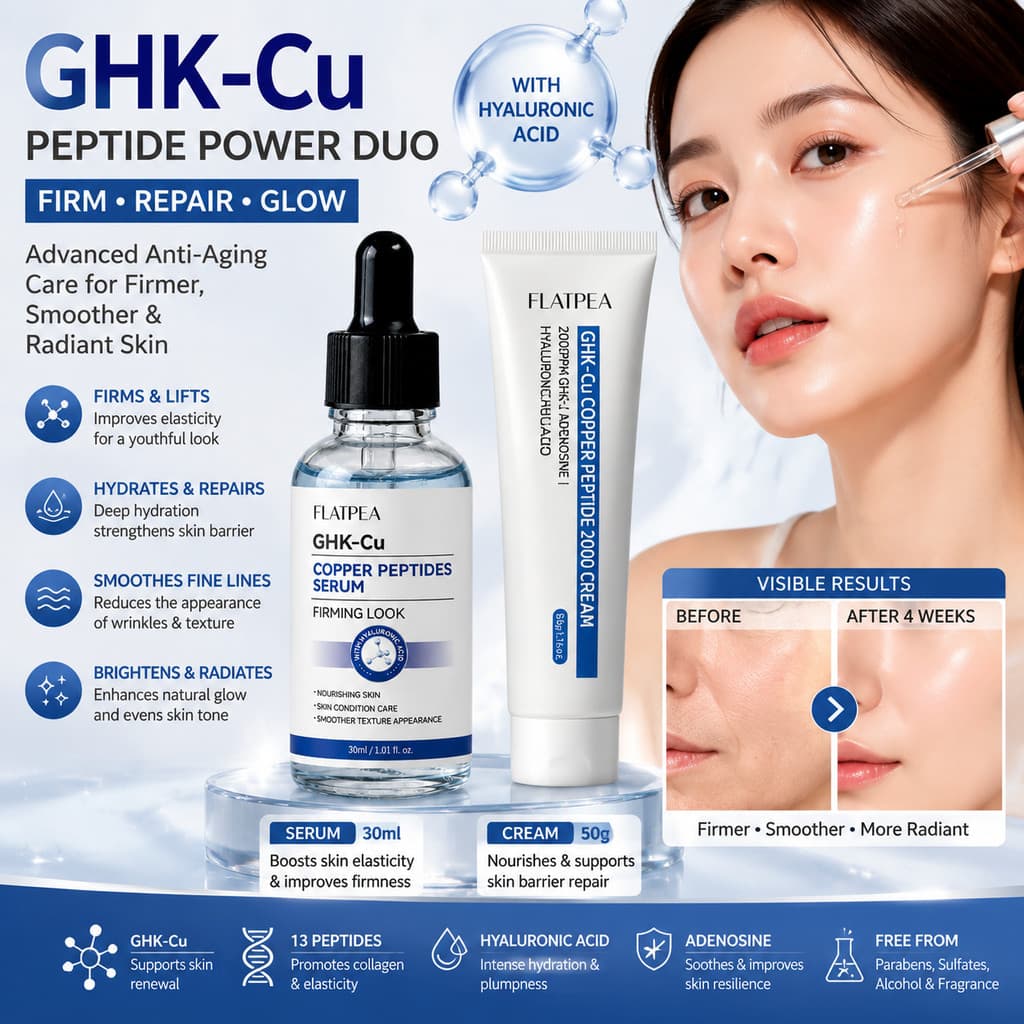 30ml GHK Copper Peptide Serum + 50g Conjunto De Creme Reafirmante , Hidratação Profunda E Reforço De Elasticidade , Suav
