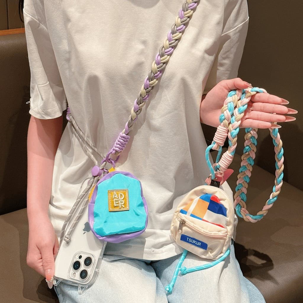 Cordão para celular com design color-blocking moderno e espesso, alça de ombro ajustável e longa, bolsa criativa para ba