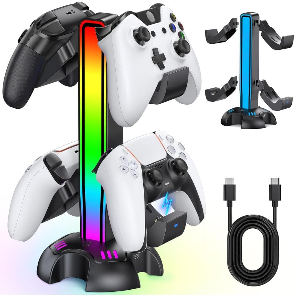 Estação de Carregamento Dupla para Controles PS5 com 2 Suportes de Carregamento, com 2 Suportes para Controles sem Carre