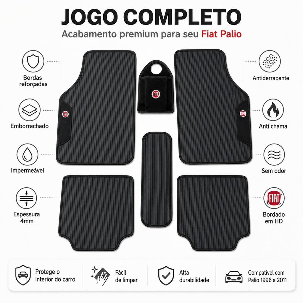 Tapete Automotivo Universal Fiat Apolo Listrado com Debrum