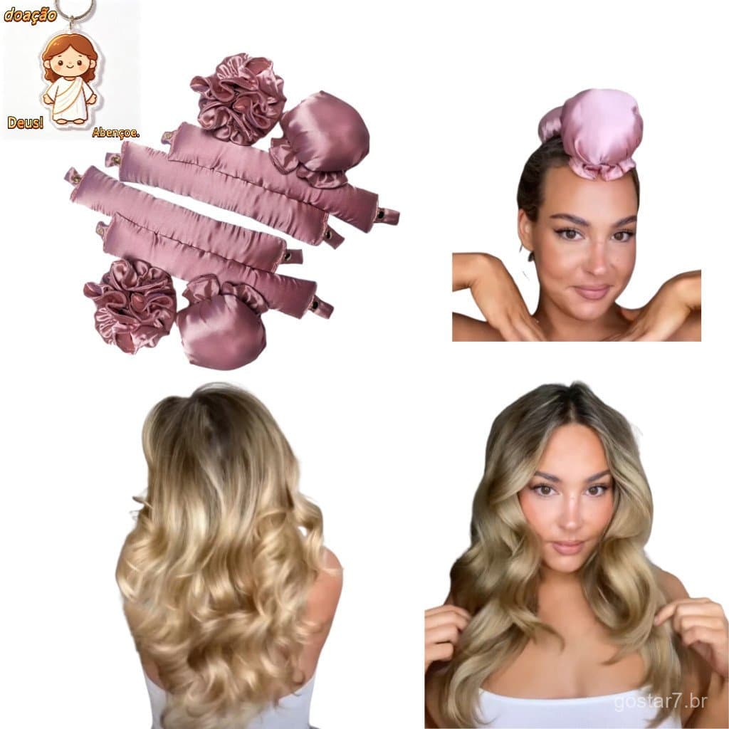 Mini Modelador de Cachos de Cetim (Heatless Curver)(Curling Rod)Cachos sem Calor Bun Bon 1,2,3 ou 4 Varias Cores