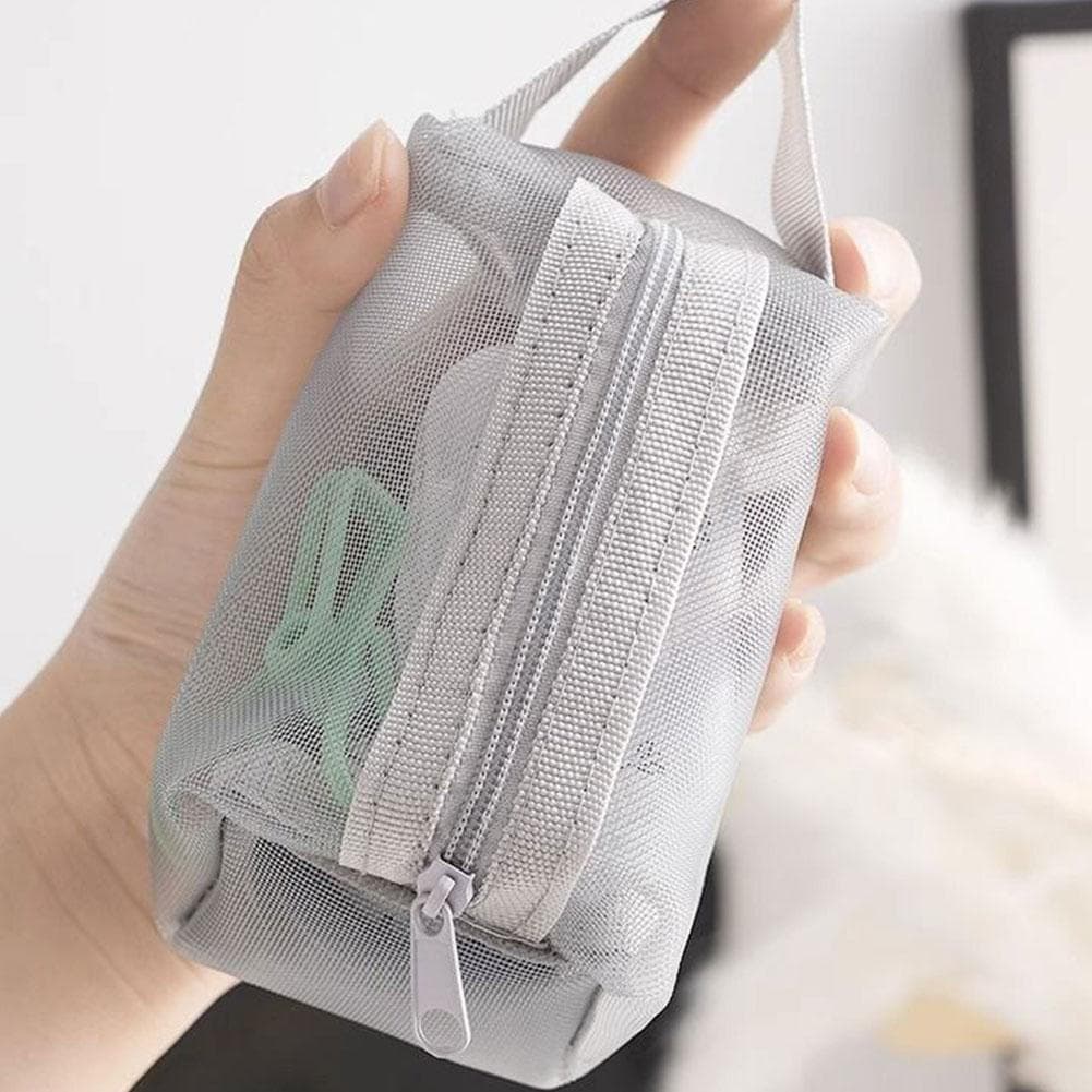 Organizador De Viagem De Três Peças Saco Cosmético Lavável Banheiro Portátil Dobrável De Malha R5i1