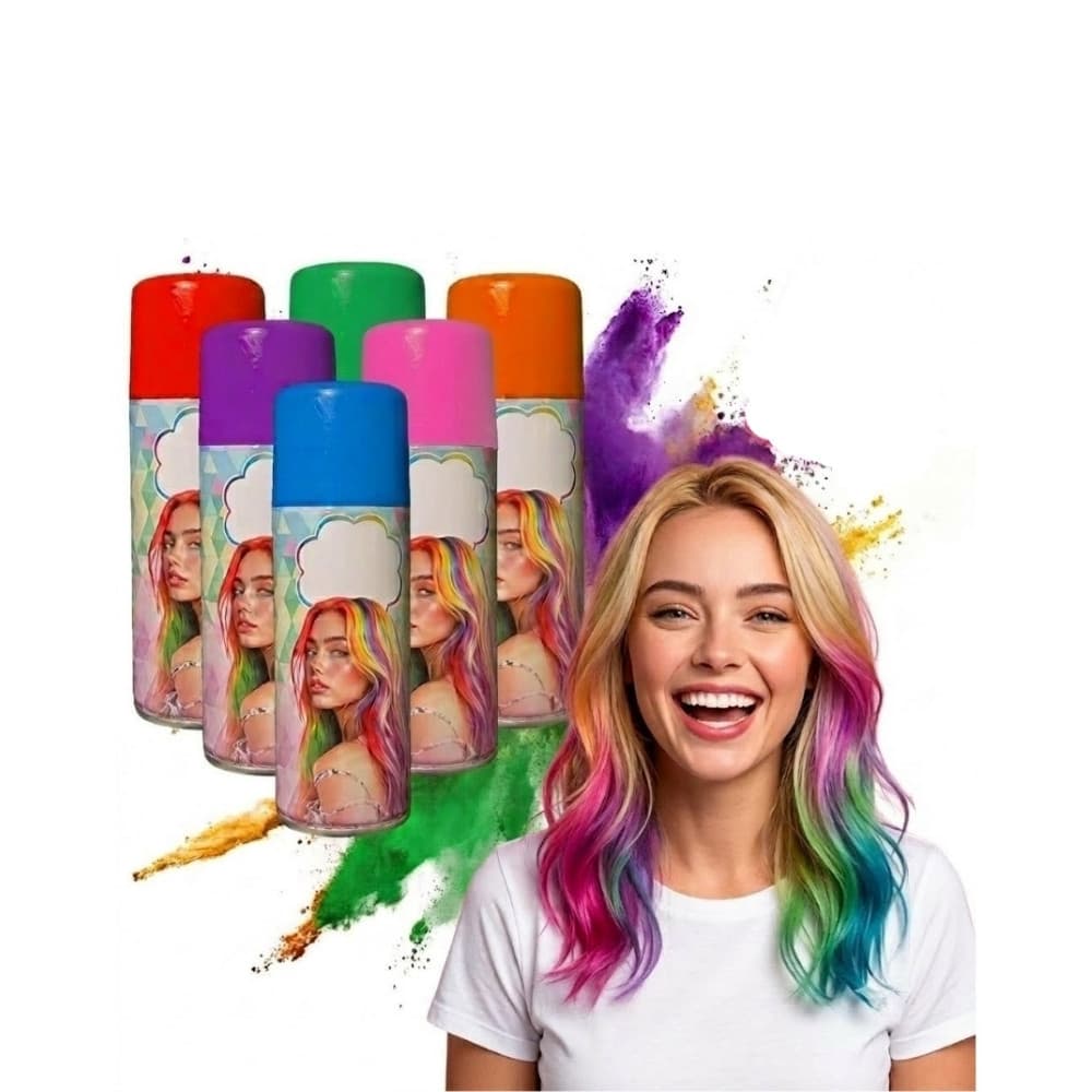Tinta Temporária para Cabelo Spray 120ml Laváveis