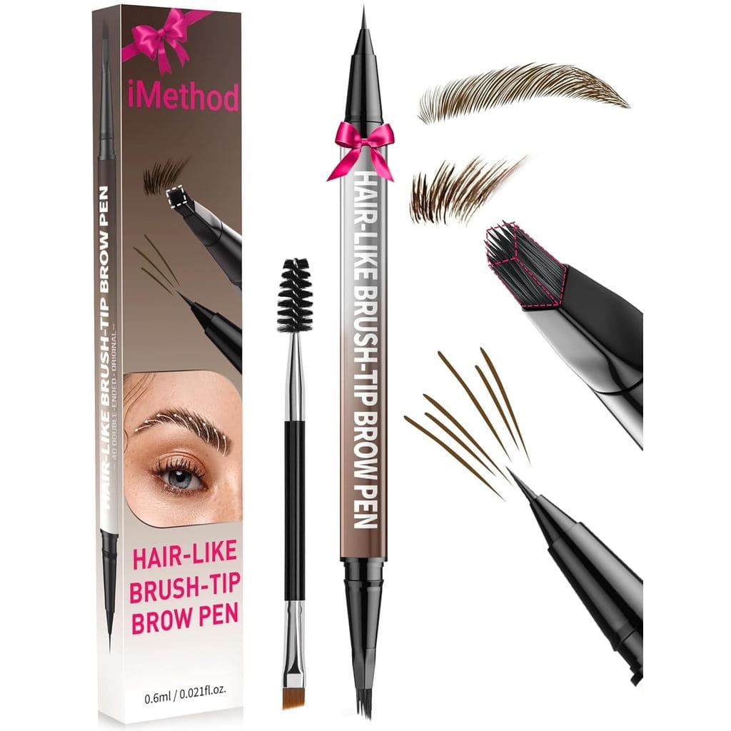iMethod Eyebrow Pen - Lápis de Sobrancelha, Lápis Delineador 2 em 1 com Ponta Dupla e Escova para Microblading, Lápis de