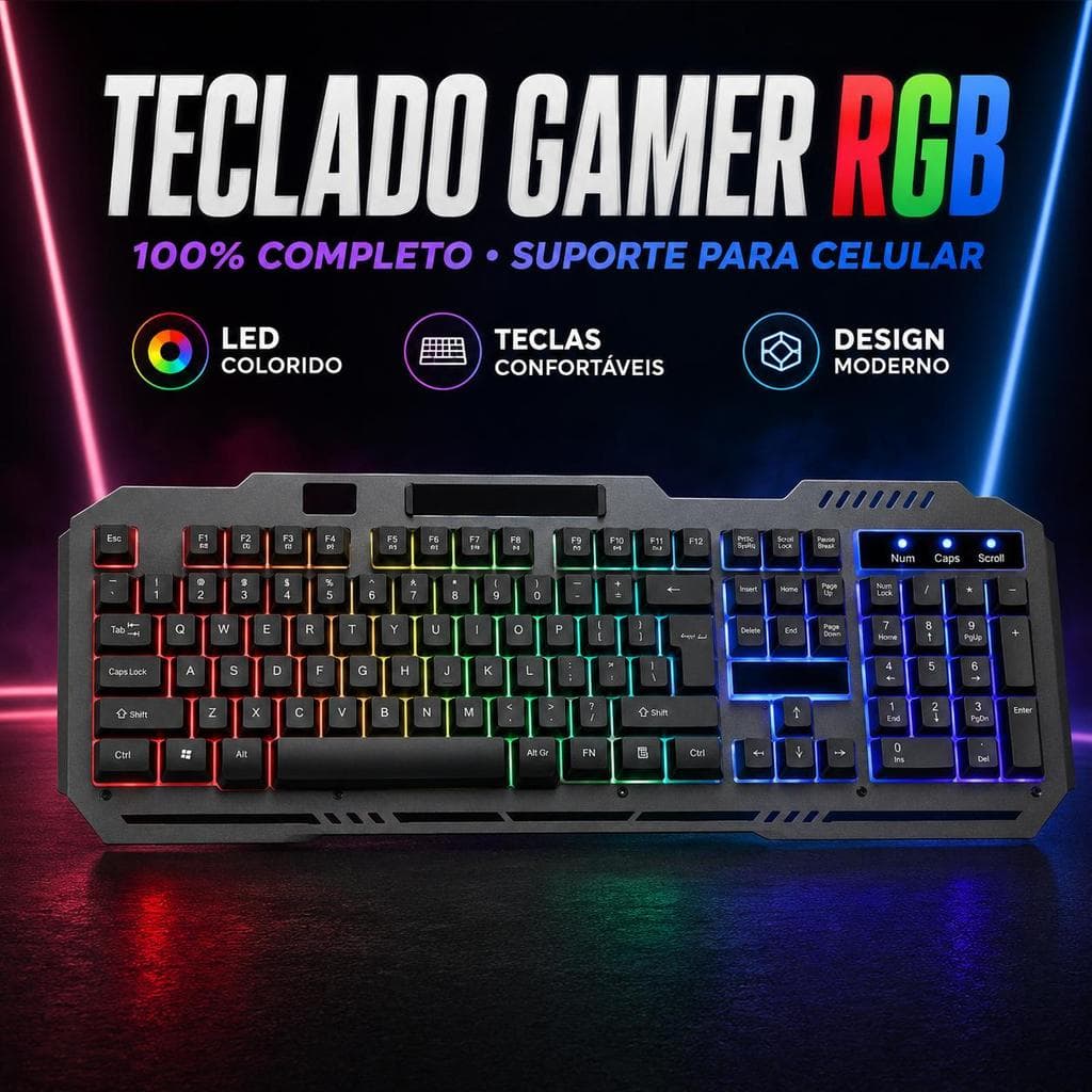 Teclado Gamer  Semi Mecânico com Fio Resposta Rápida PC Setup Jogo Trabalho #gamer #teclado