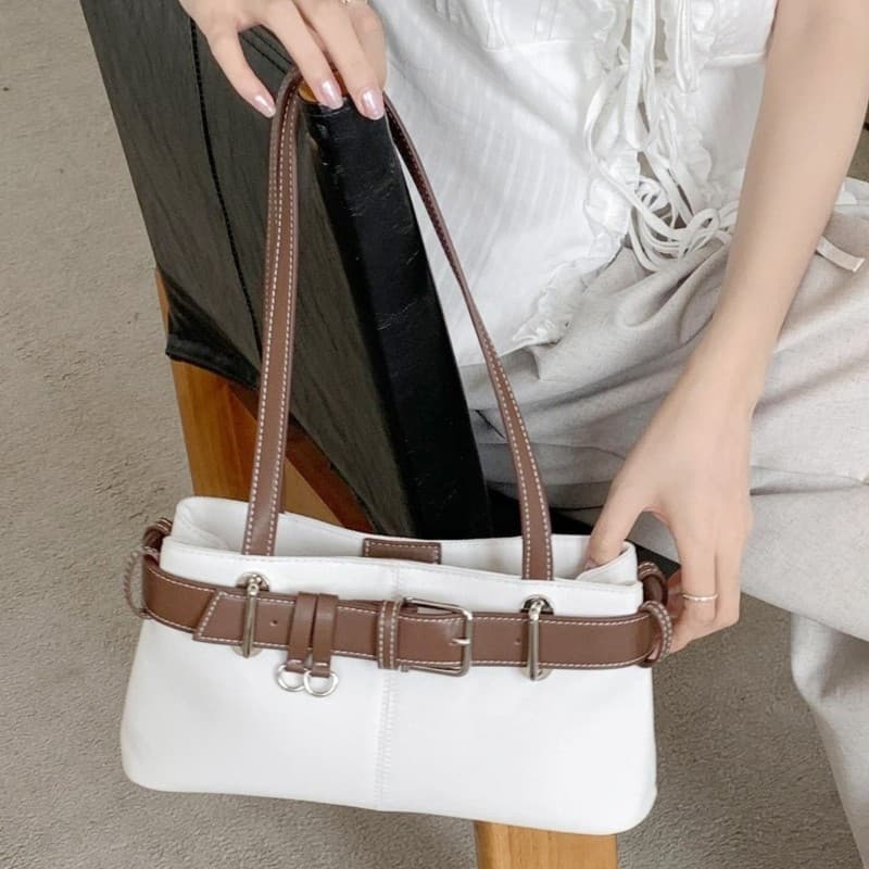 MR Bolsa De Ombro Feminina Fashion Com Fivela Cinto Decorações Bolsas Nas Axilas